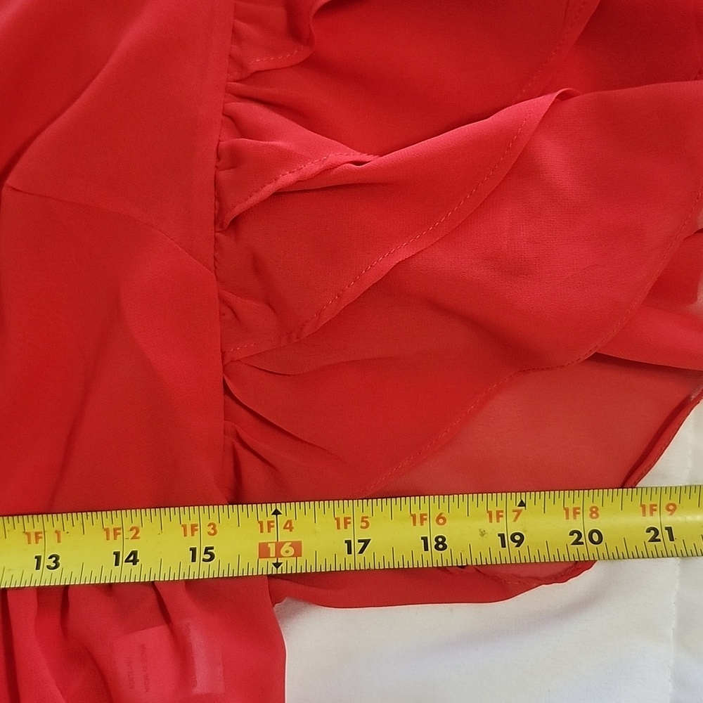 Lovers + Friends Elegant Red Ruffle Sleeve Top XS - Picture 8 of 9
